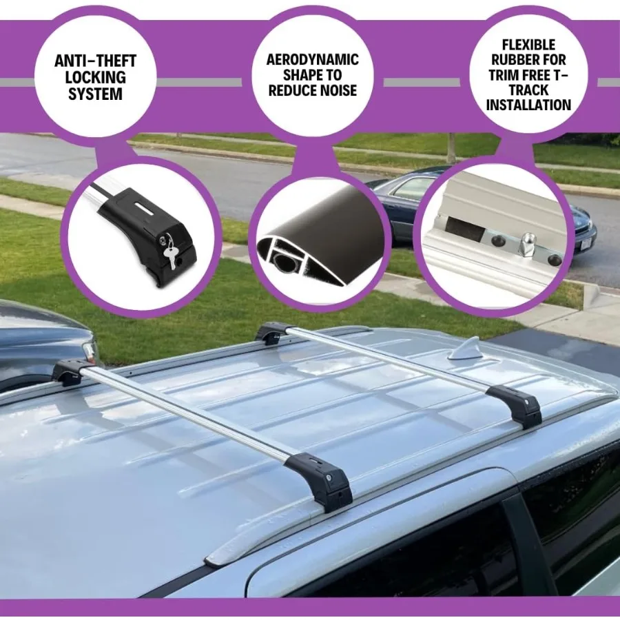 قضبان متقاطعة لرف السقف لمازدا CX30 20202025 قضبان متقاطعة من الألومنيوم مع قفل مضاد للسرقة لسطح السطح المتوافق مع قضبان دافق Si #4