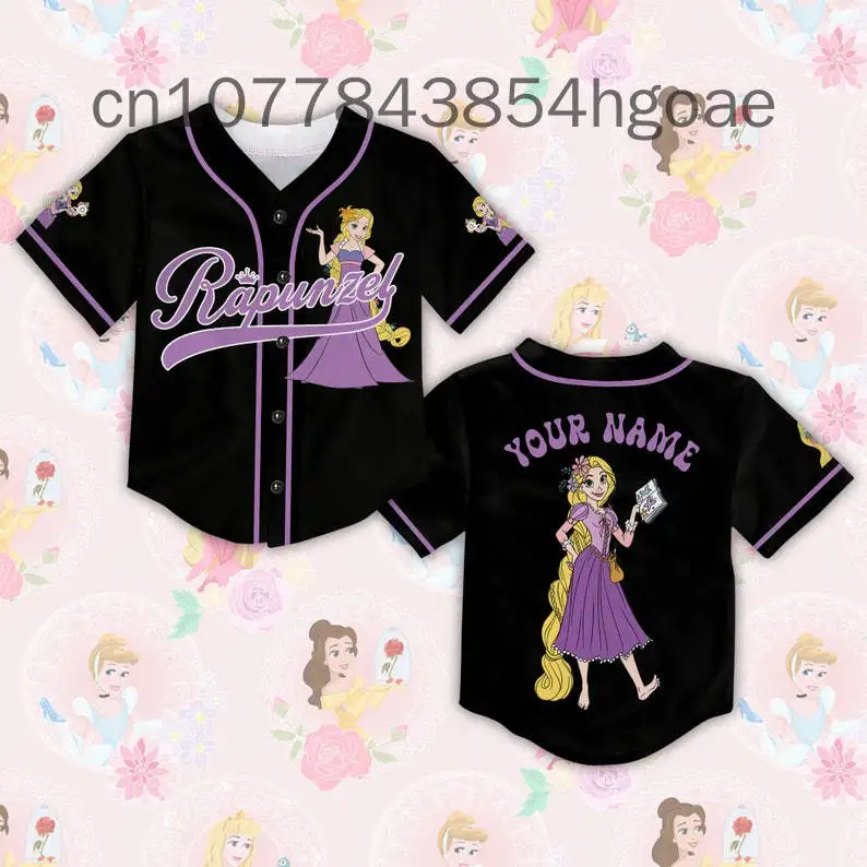 New Rapunzel Princess Tangled Baseball Jersey Men Women  Custom Name Disney Cartoon Graphic Casual Baseball Shirt