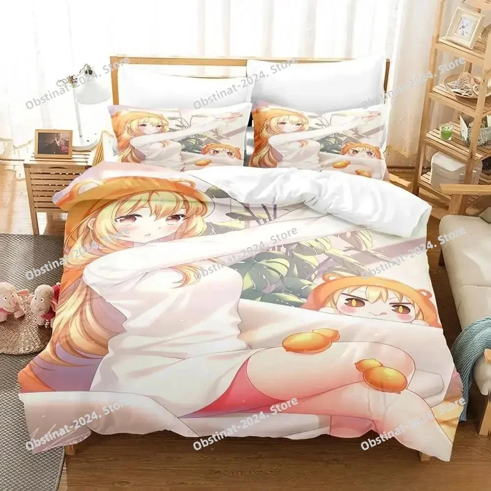 

Himouto! Umaru-chan Bedding Set Printed Duvet Cover Sheet Pillowcase Soft Quilt Cover Full Queen King Size Anime Bed Sheet Set