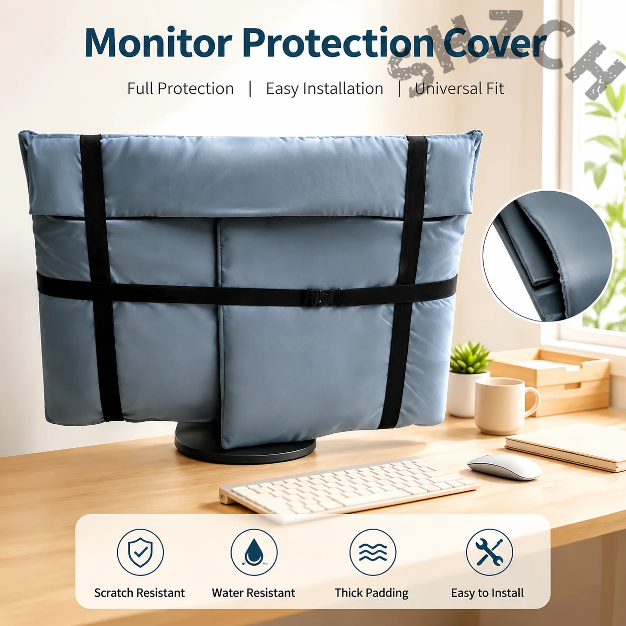 Thick Monitor Cover for 24–32 Inch Flat or Curved Screens – Dust-Resistant PC Equipment Protector