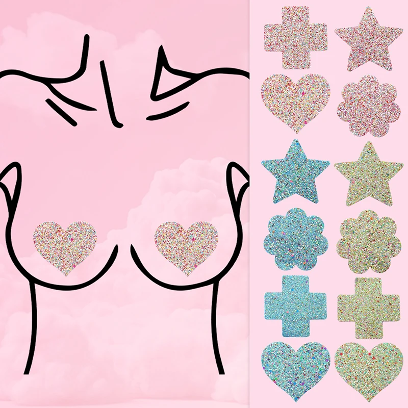 

Gelite Luminous Shinning Glisten Disposable Nipple Cover Tape Overlays on Bra Nipple Pasties Stickers for Women Female Girls