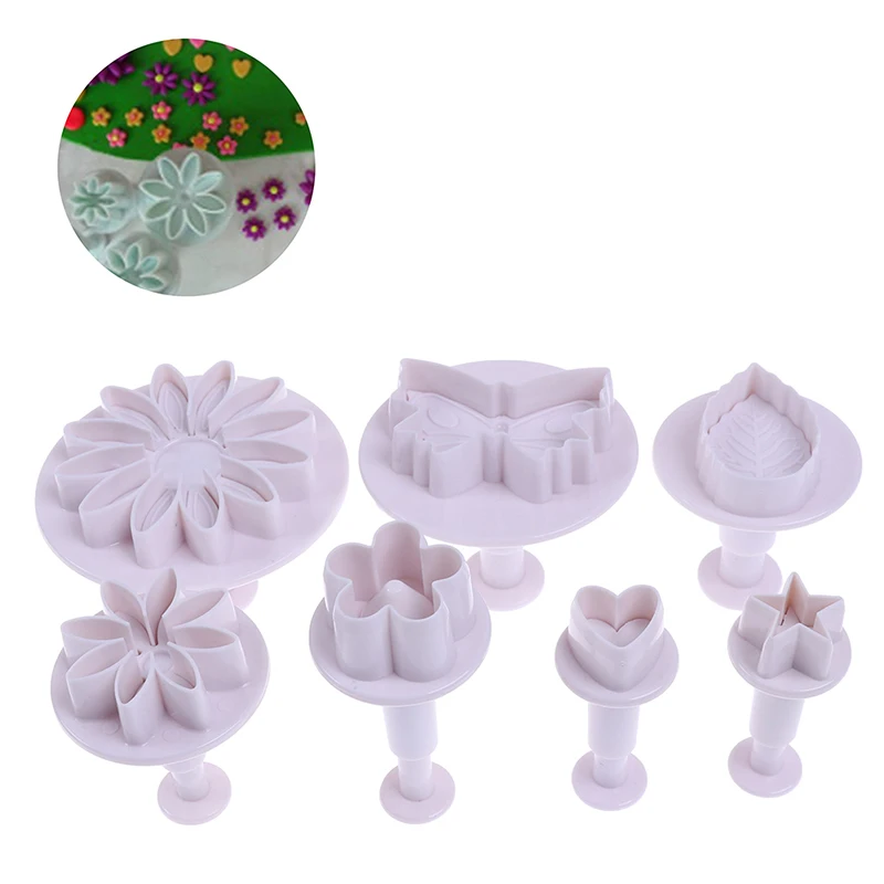 Plastic Flower Fondant Cake Tools Sugar Craft Plunger Cutter Baking Cookies Mold