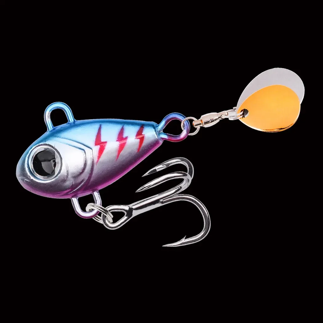 1PC Sinking 6g-25g VIB Köder Löffel Spinner Angeln Köder Wobbler Metall Jig Doppel Rotierenden pailletten Schwanz Weit Casting Für Meer Bass