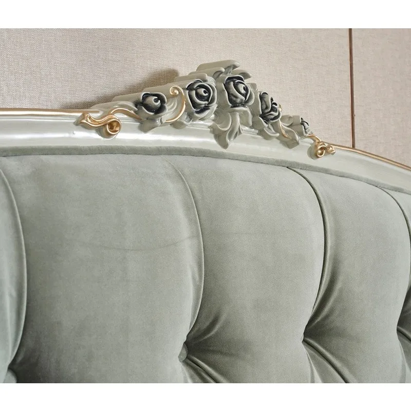 Europäisches Massivholzbett, Doppelbett, Hauptschlafzimmer, Stauraum, Leder, modern, schlicht, Prinzessinnen-Hochzeitsmöbel