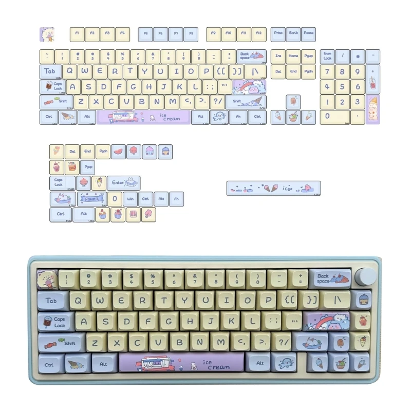 

Keycaps 133PCS Ice Cream Keycaps XDA Full Set Keycap DyeSubbed Thick PBT for Gaming Mechanical Keyboard