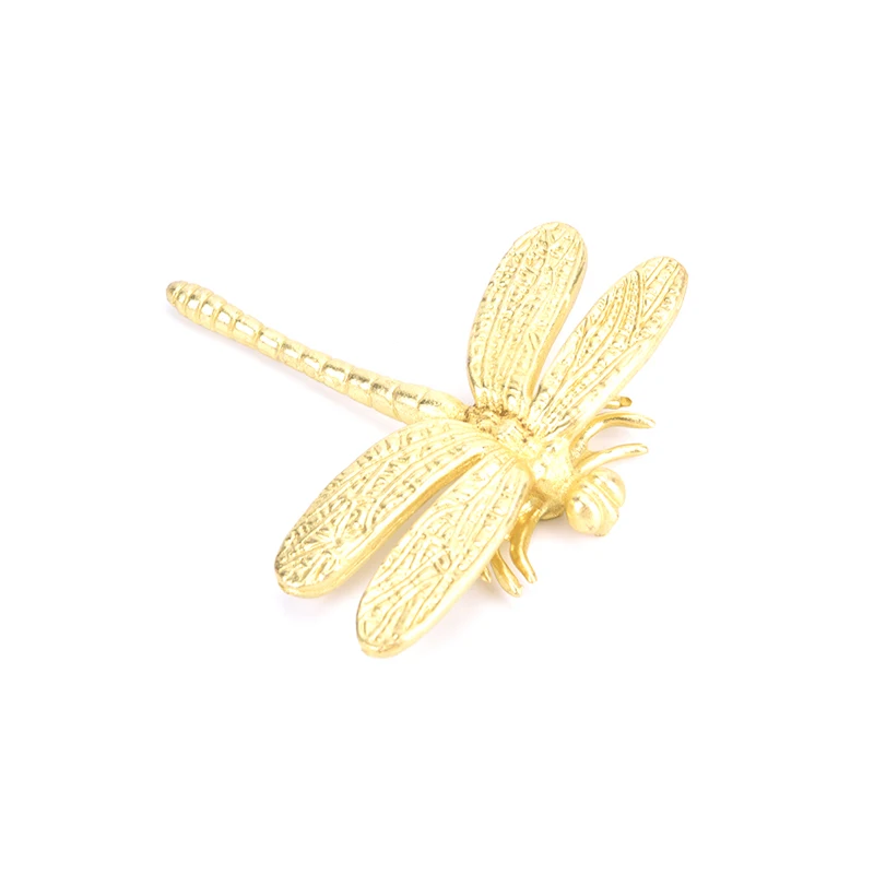 1Pc Brass Dragonfly Handle Simple Nordic Cabinet Gold Pure Copper Drawer Door Knob‘