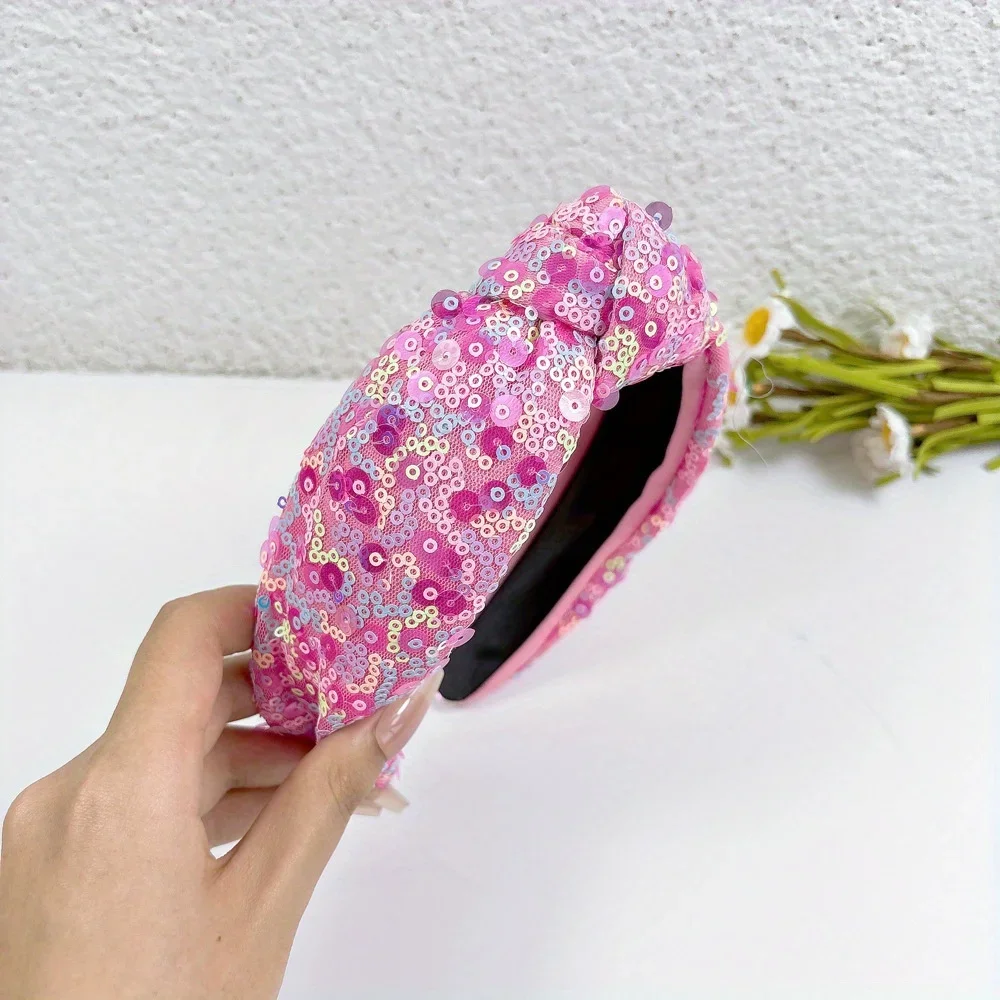 

1PC Fashion Women Headbands Rainbow Large Bowknot Hairband Sequin Wide Headbands Hair Hoop Headwear Girls Hair Accessories