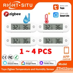 1~4pcs Tuya Zigbee 3.0 Mini Temperature Humidity Sensor For Smart Home Thermometer Hygrometer APP Remote Work with Yandex Alexa