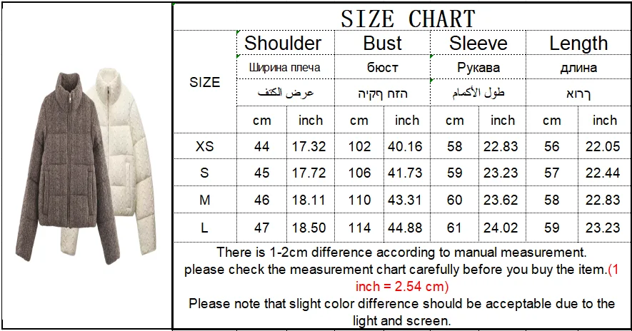 Women's Knitted Texture Stand Collar Zip Cropped Jacket Winter Warm Loose Casual Coat (Brown/Black/White)