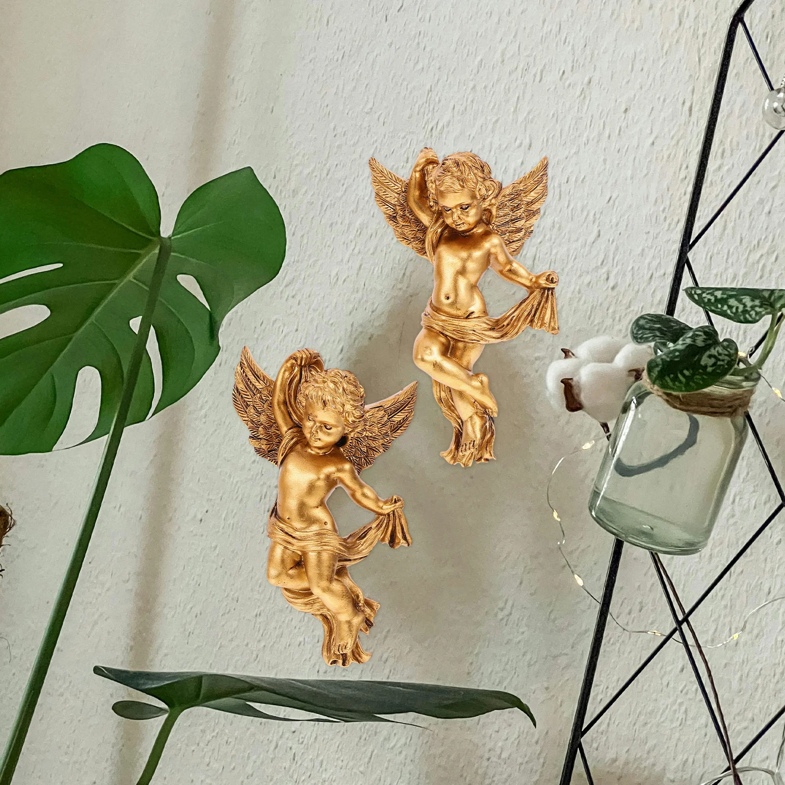

2Pcs Resin Angel Wall Hanging Sculpture Adornment for Home Decoration