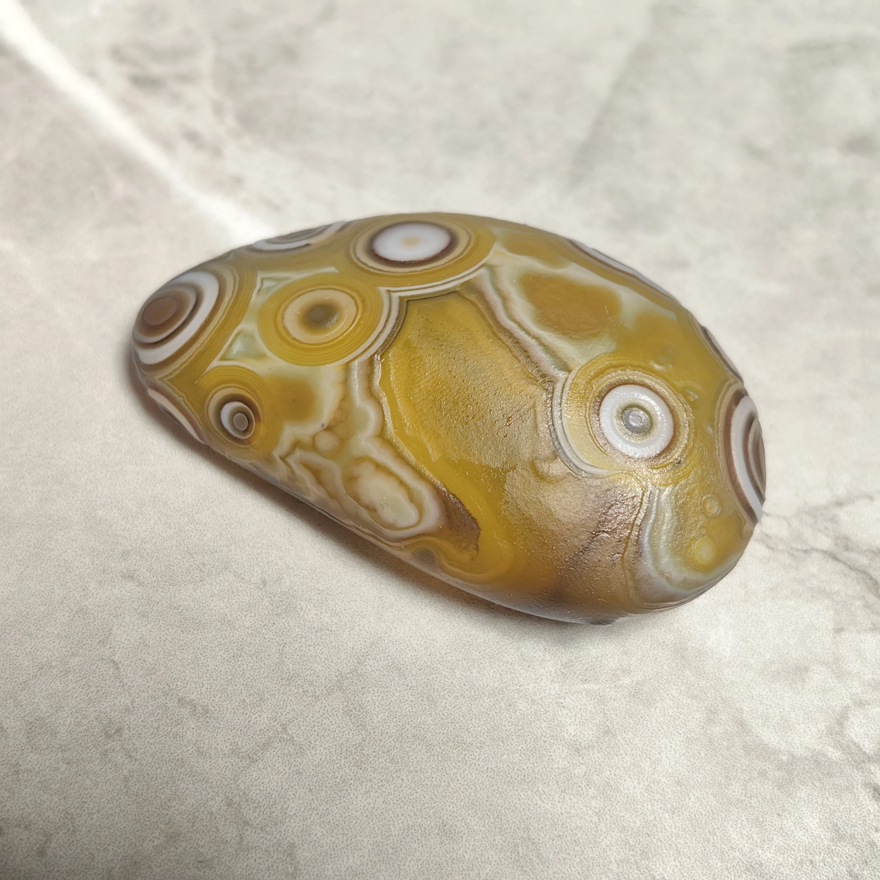 Rare Gobi  Origin Agate Wishing Stone Multi-Layered Eye Design, Smooth Finish for Altar Display or Personal Collection
