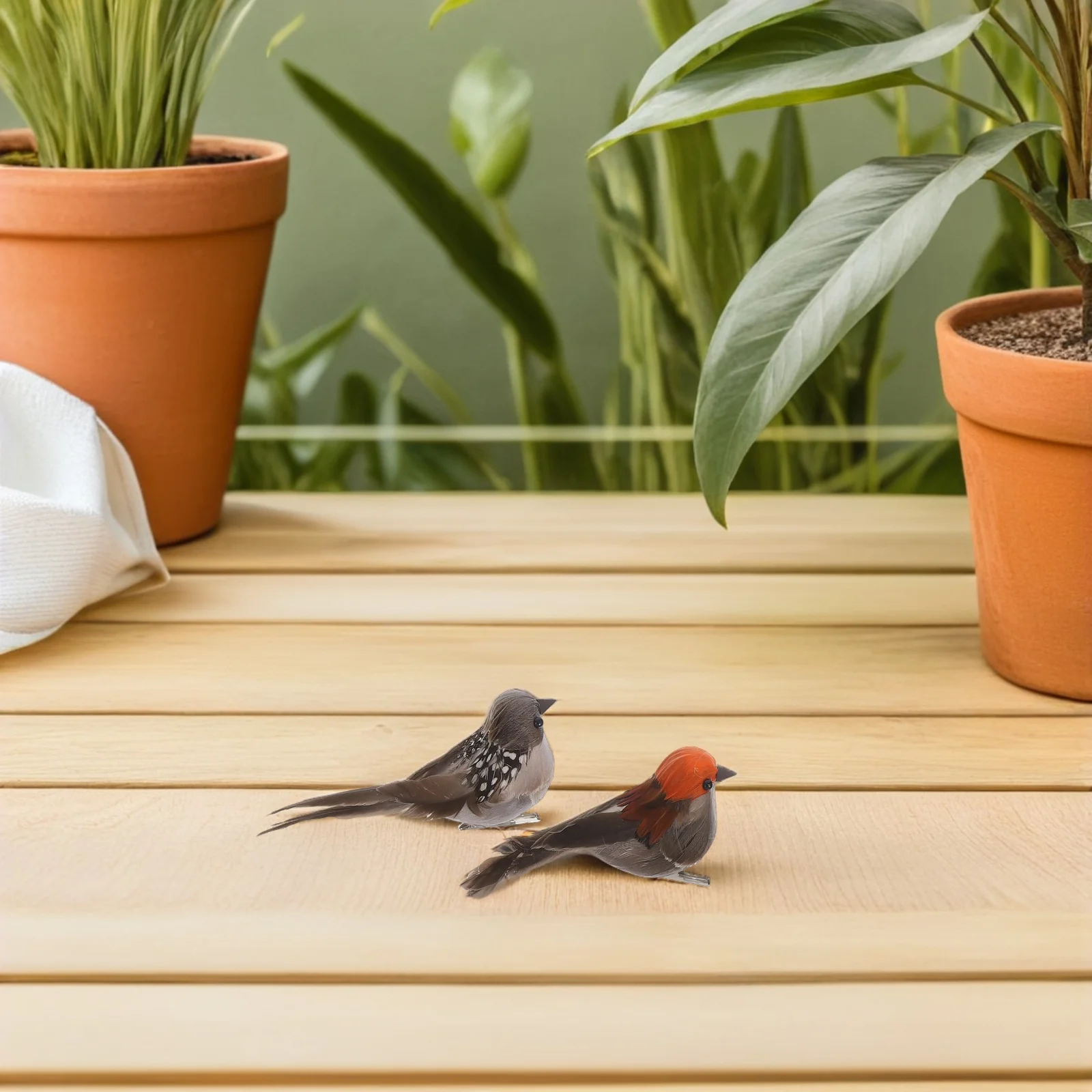 

6Pcs Decorative Birds Outdoor Sculptures Lightweight Foam Sparrow Bird Ornaments for Garden Balcony Indoor Space Realistic