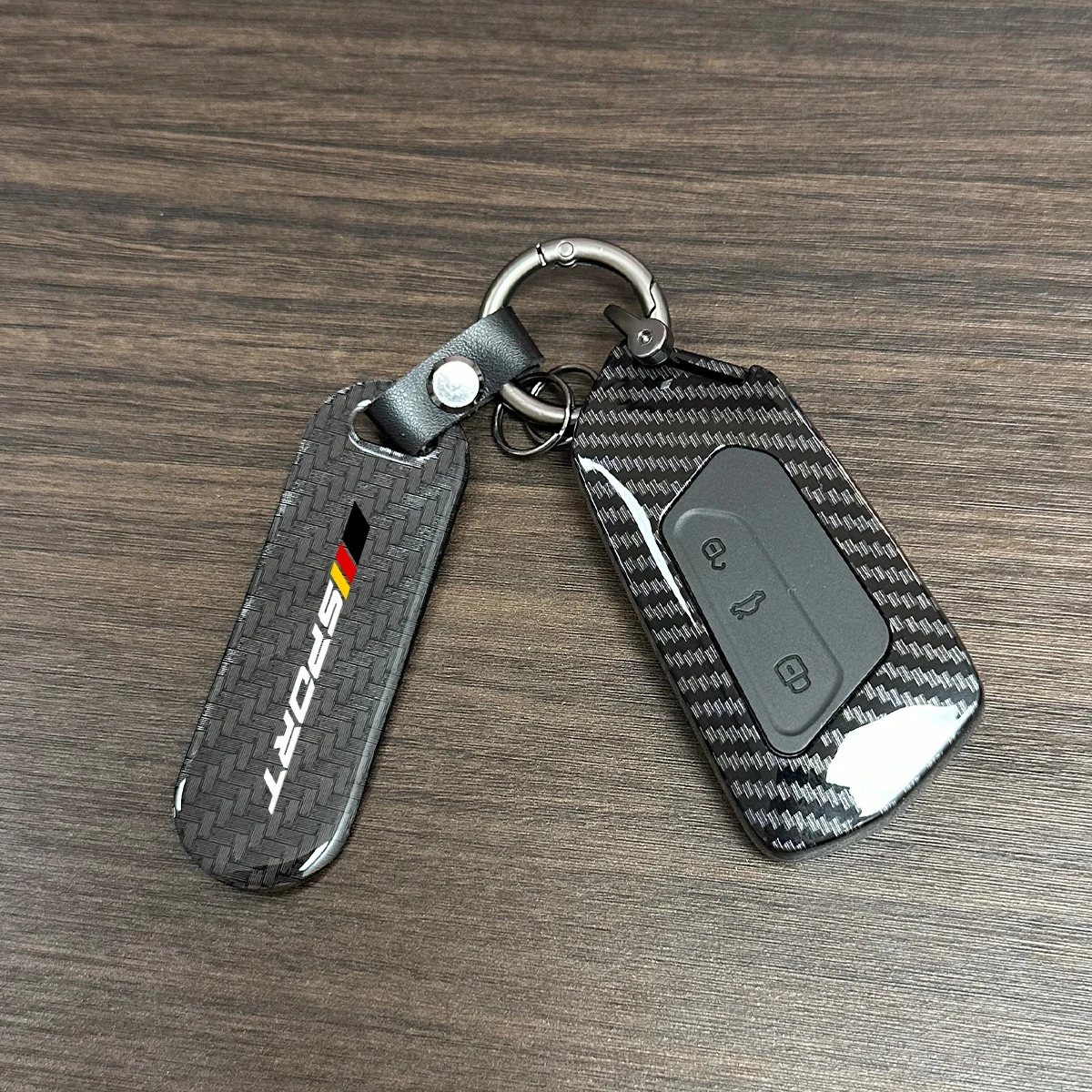 1pc Carbon Fiber Style Car Keychain Fashion Sports Fob Keychain Keyring Key Cover For Audi BMW Mercedes Benz For VW Ford