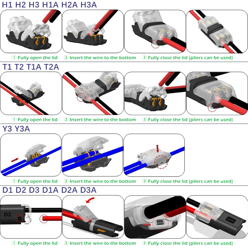 1 pin 2 pin 3 pin way Electrical Connector Wire Cable Joint for LED Strip Car Connection Wiring Household Splice Crimp Terminal