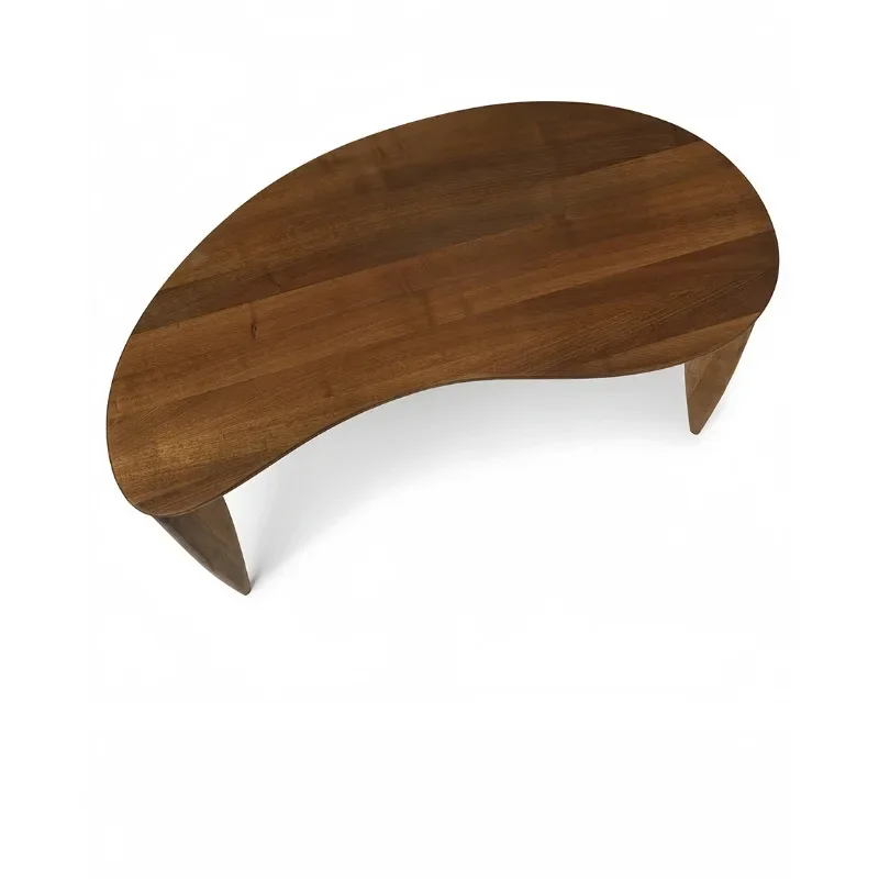 

Italian minimalist black walnut desk, modern minimalist wabi sabi study solid wood household curved small desk