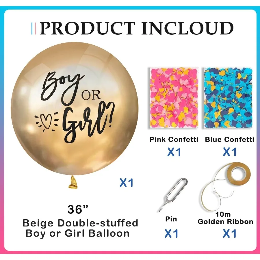 بالون تكشف عن الجنس للأولاد أو البنات مع قصاصات زرقاء وردية لحفلة استقبال المولود الجديد تكشف عن الجنس بالون ذهبي مقاس 36 بوصة