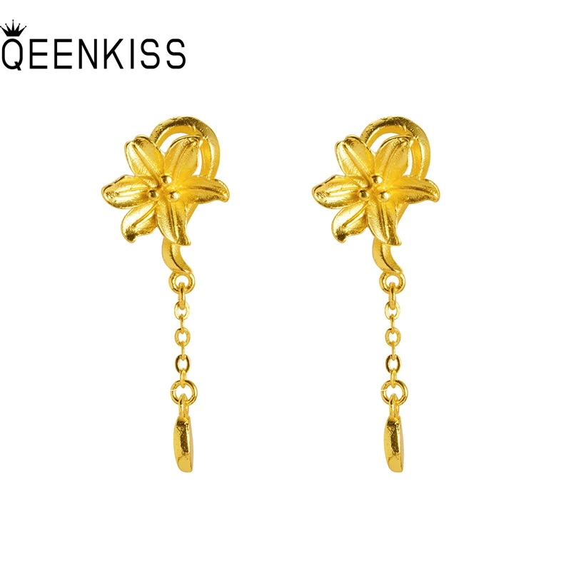 

QEENKISS Flower Gold Tassel Drop Earrings For Women Wedding Party Birthday Christmas Bride Mother Girlfriend Lady Gifts EG5443