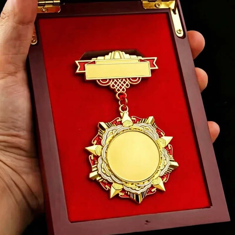 Free Custom Blank Metal Honor Medal Badge With Ribbon Pin Free Logo Printing Engraving Zinc Alloy Gold Plated Award Souvenir view 6