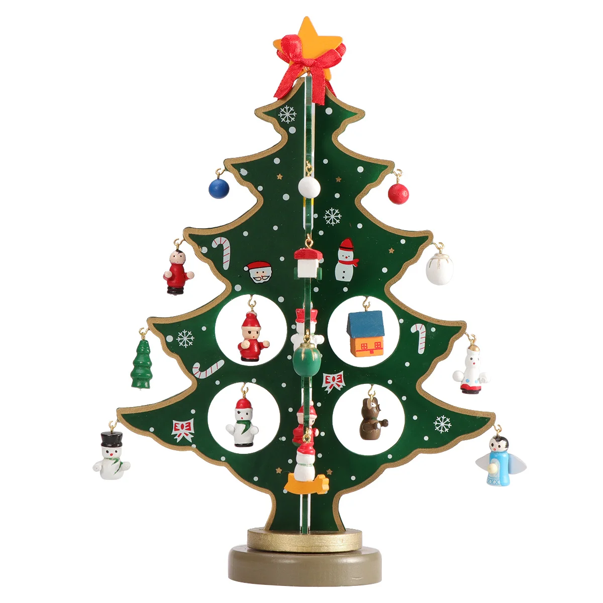 

30Cm Mini Wooden Christmas Tree Desktop Decoration Natural Wood Craft Festive Centerpiece For Home Party Wedding Holiday Decor