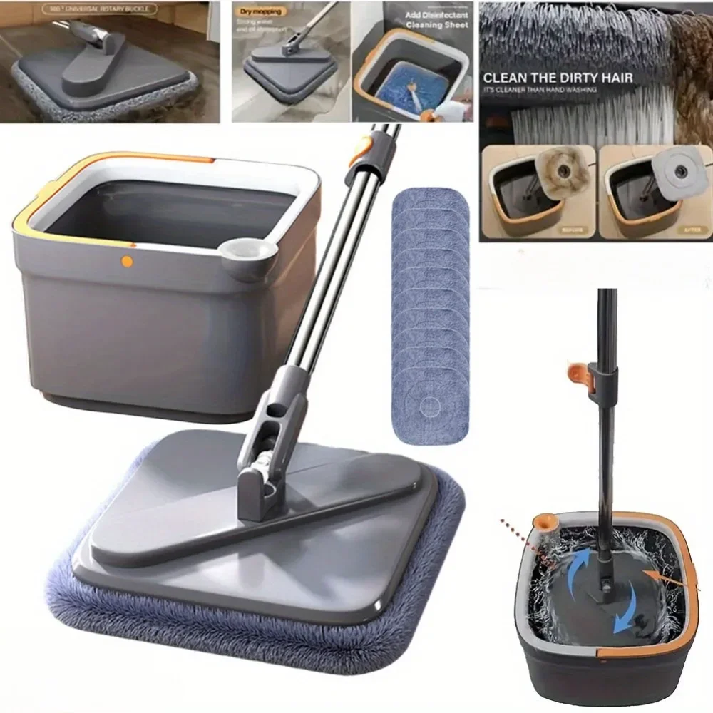 

1pc rotating mop, dirt cleaning separation, square mop head, clean without dead corners, thick mop, time-saving and labor-saving