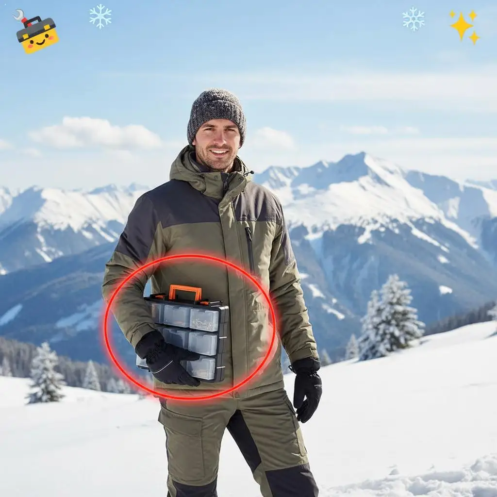 

Портативный органайзер большой вместимости с несколькими отделениями для эффективного хранения мелких деталей и инструментов для использования на открытом воздухе. Новинка.