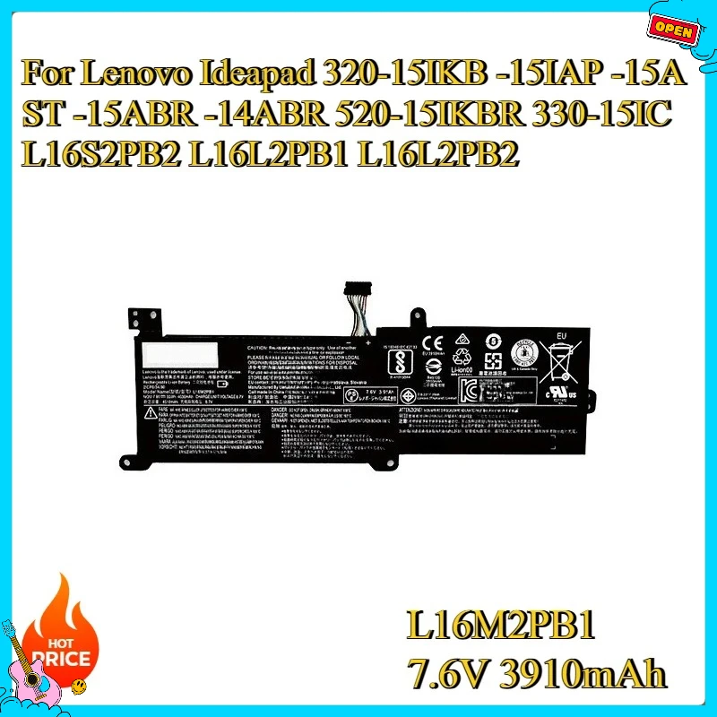 

New Replacement Battery For Lenovo Ideapad 320-15IKB -15IAP -15AST -15ABR -14ABR 520-15IKBR 330-15IC L16S2PB2 L16L2PB1 L16L2PB2