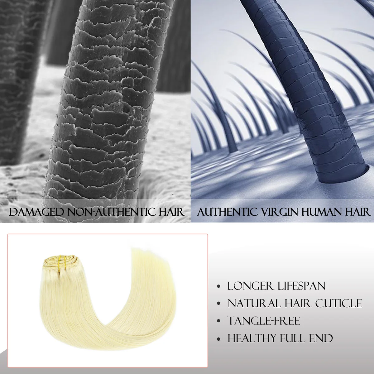 Clips in Hair Extensions Real Human Hair Golden Blonde #613 7pcs Straight Clip ins Remy Hair Extensions Add Hair Length&Volume