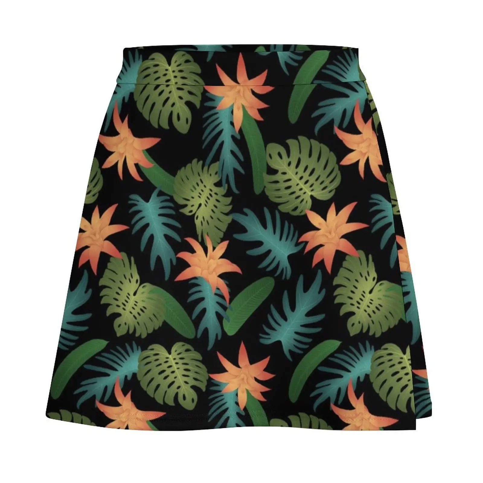 Tropical Pattern (Black Background) Mini Skirt dresses summer woman 2025 luxury clothes women mini denim skirt Mini Skirt