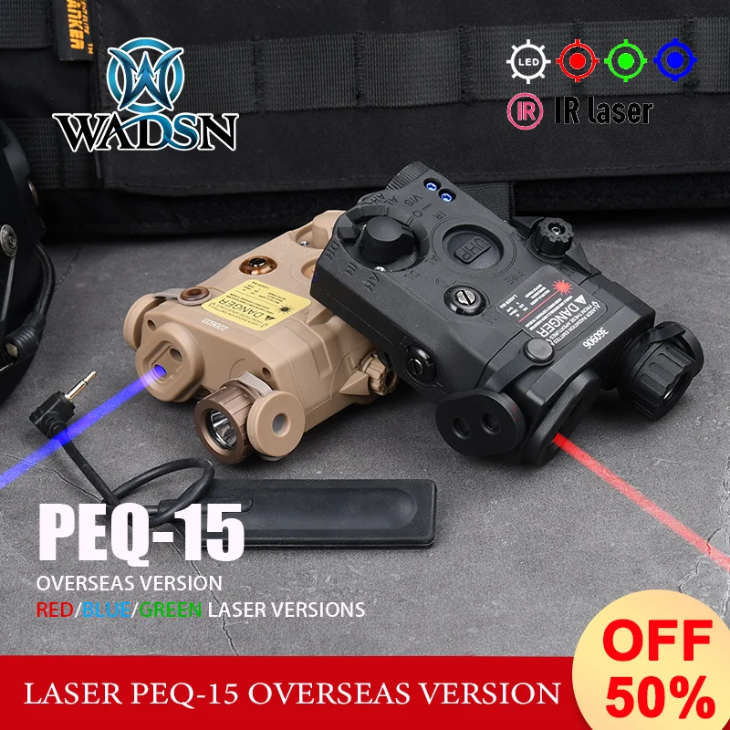 WADSN Tactical PEQ 15 Red Green Blue Dot Laser Indicator IR Weapon Scout LED Light Fit 20MM Rail Hunting M600 Flashlight