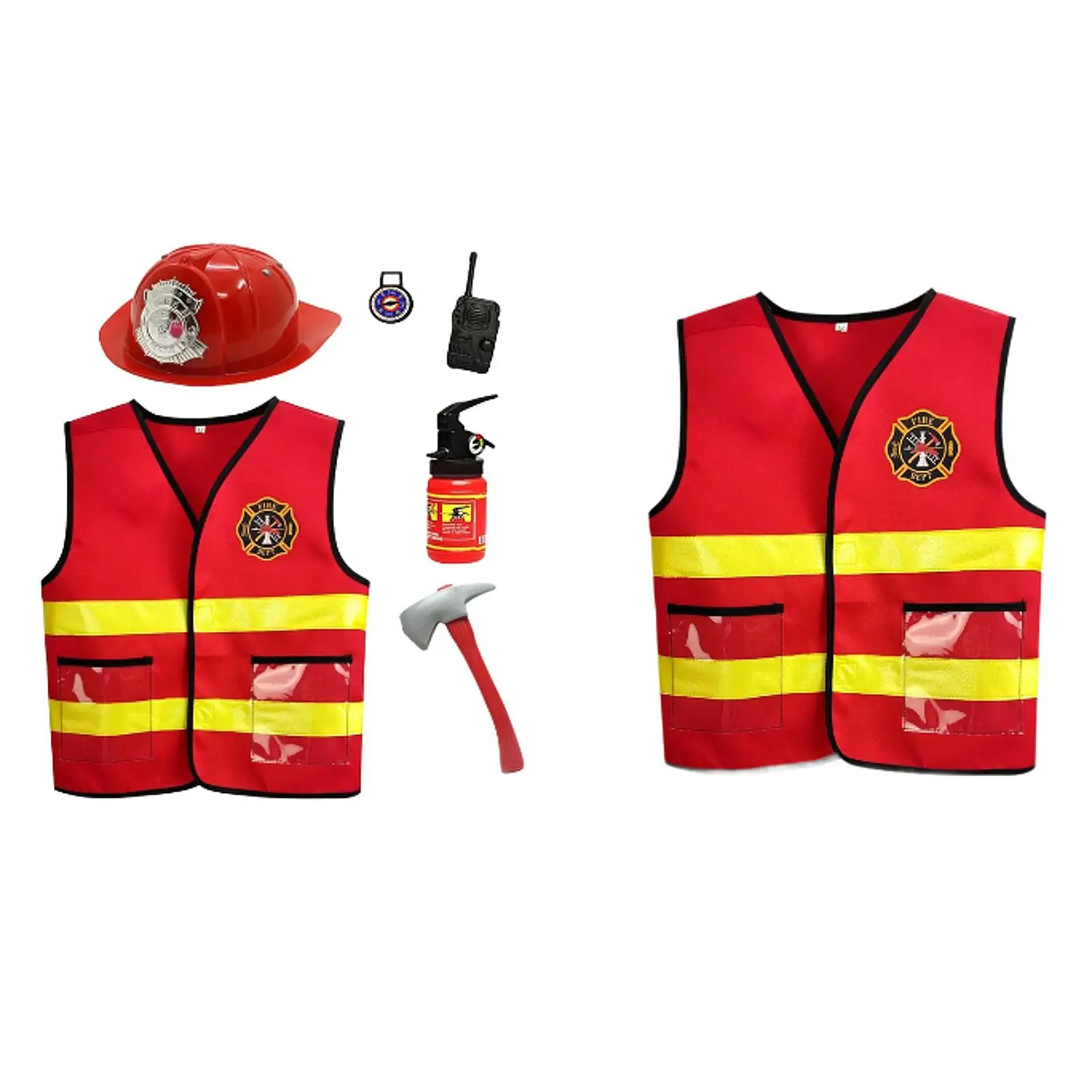 Kids Firefighter Vest Washable Pretend Play Toy Premium Firefighter Accessories