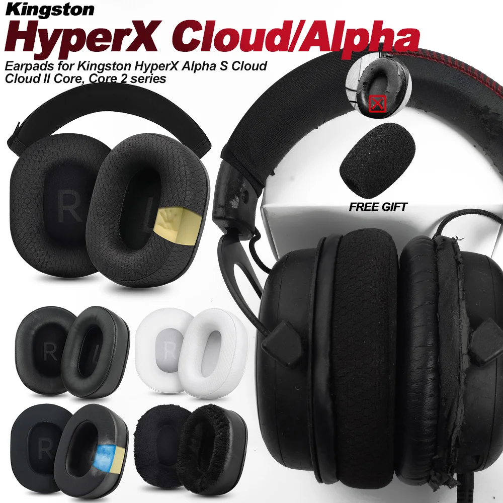 وسادات أذن إسفنجية بديلة لسماعات الرأس HyperX Cloud 123 Alpha, II,III,Stinger,Silver,Core,X,S,Pro وسادات أذن من رغوة الذاكرة Protein