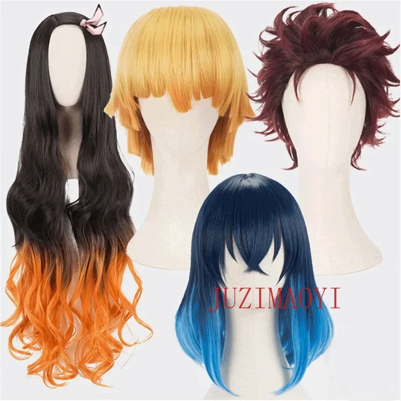 Anime Uzui Tengen Kochou Kanae Kamado Nezuko Kanroji Mitsuri Rui Hashibira Inosuke Sabito Cosplay Synthetic Wig Wig Cap