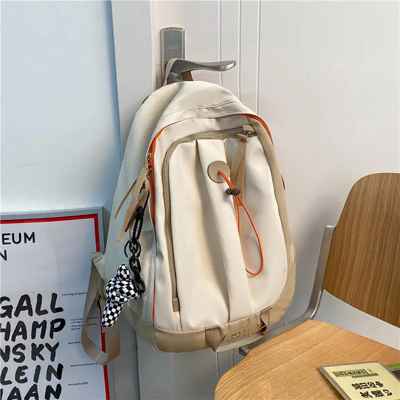 Mochila de gran capacidad para estudiantes de secundaria, tela impermeable de Color de contraste