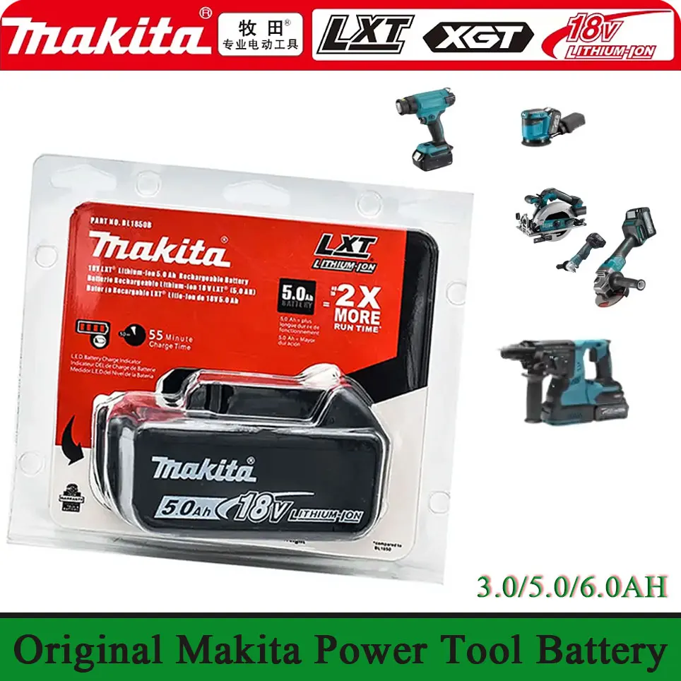 

Makita Original 18V 5.0Ah 6.0Ah replaceable LED lithium-ion battery LXT BL1860B BL1860 rechargeable power tool battery