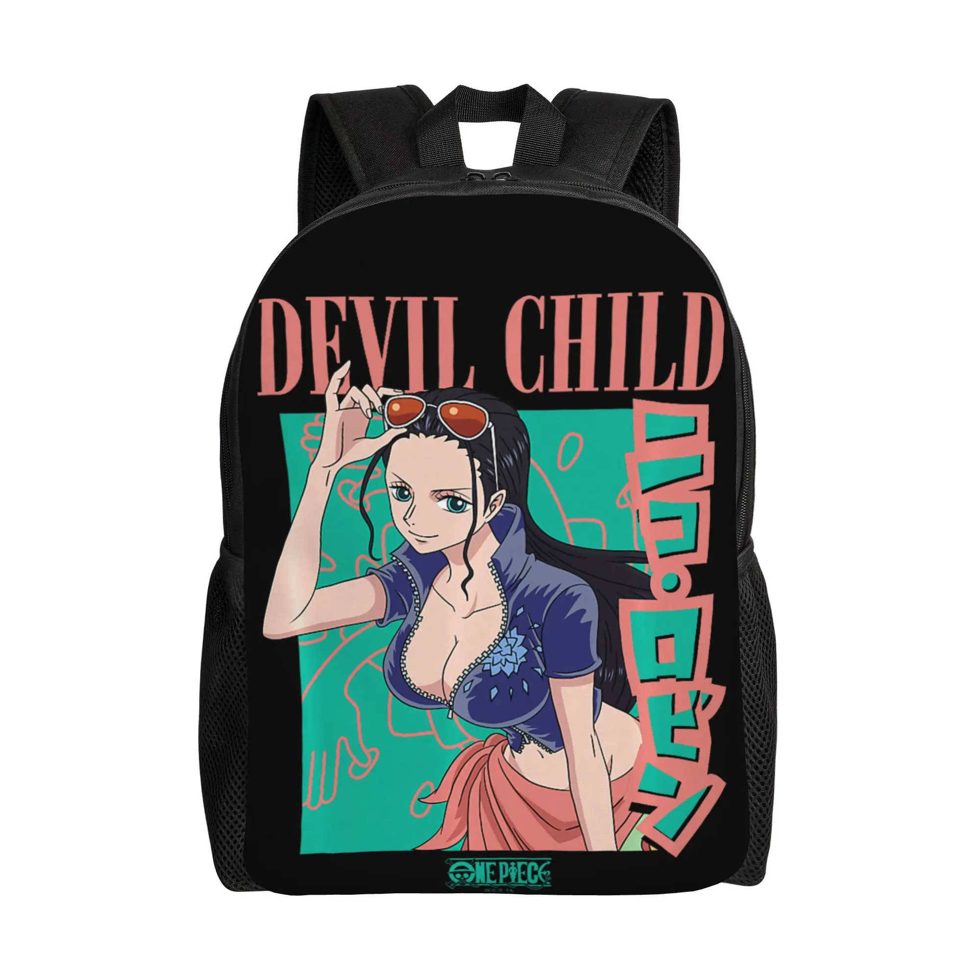 Mochilas de Anime One Piece Retro de los 90, Devil Child Robin, Mochila Premium Tri Blend, Mochila Escolar Lavable