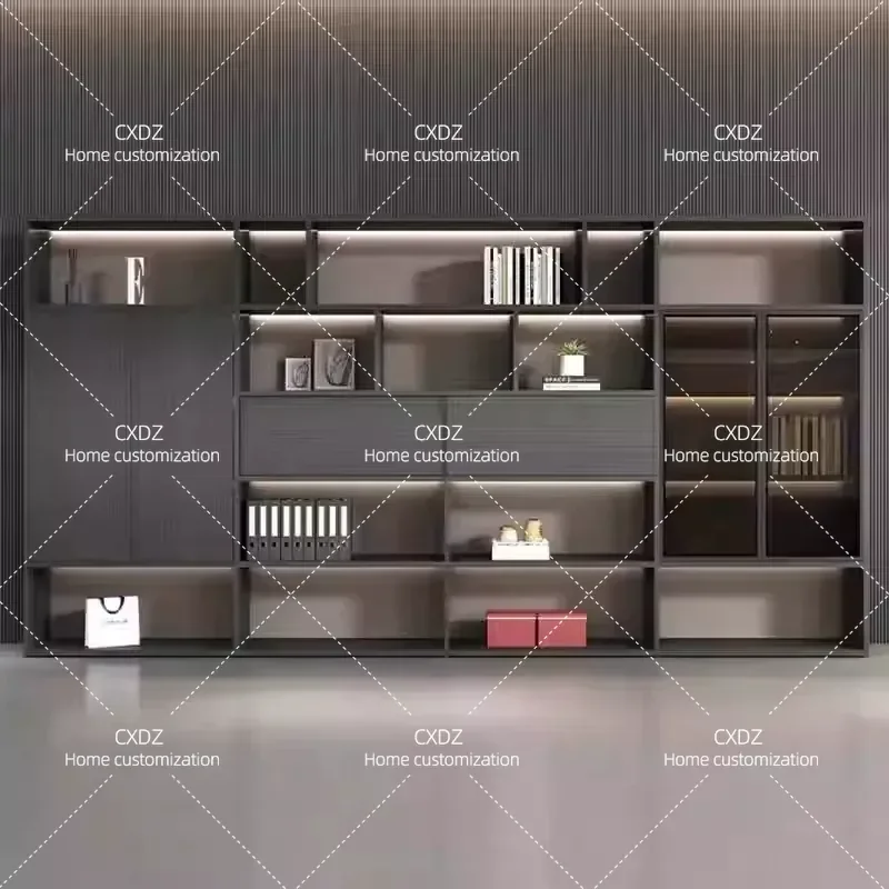 Office boss Background cabinet Solid wood File  Locker Wooden bookcase Storage cabinet Display cabinet against