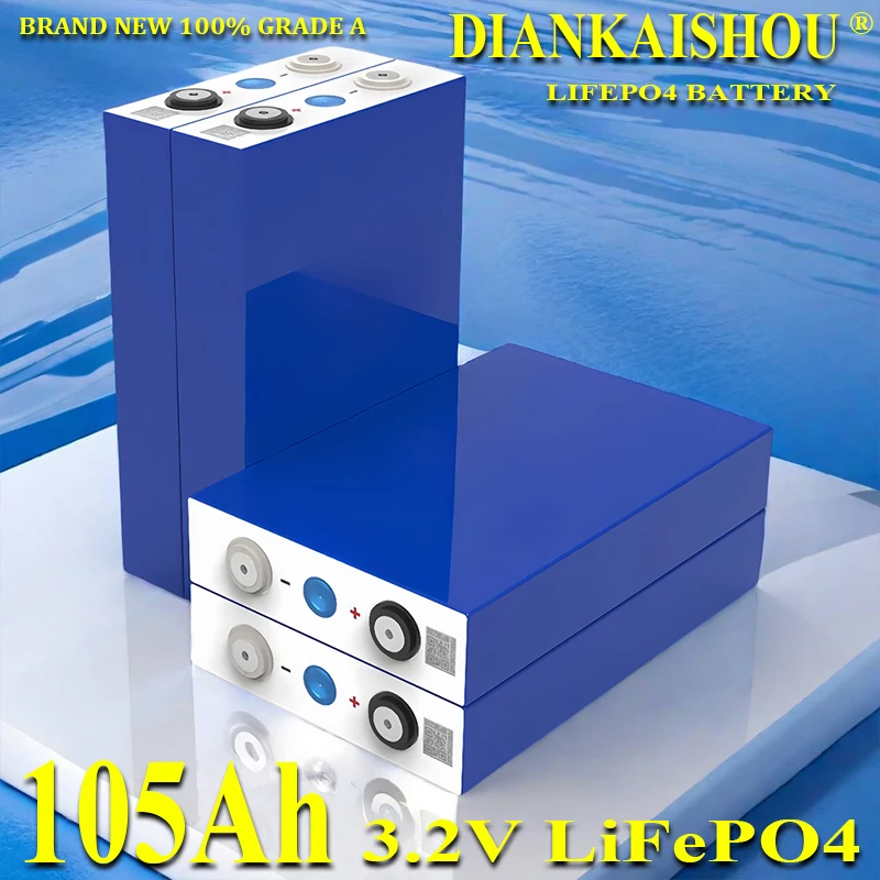 3.2V 105AH Lifepo4 Lithium Iron Phosphate Rechargable 12V 24V 48V Battery Prismatic RV Solar System Grade A EU US TAX FREE