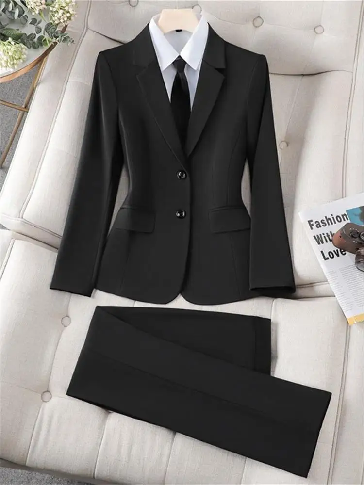 

Bla Suit Jaet для женщин 2025 New Profional Formal Interview Стойка регистрации отеля Работа orm ort Sle Long Sve