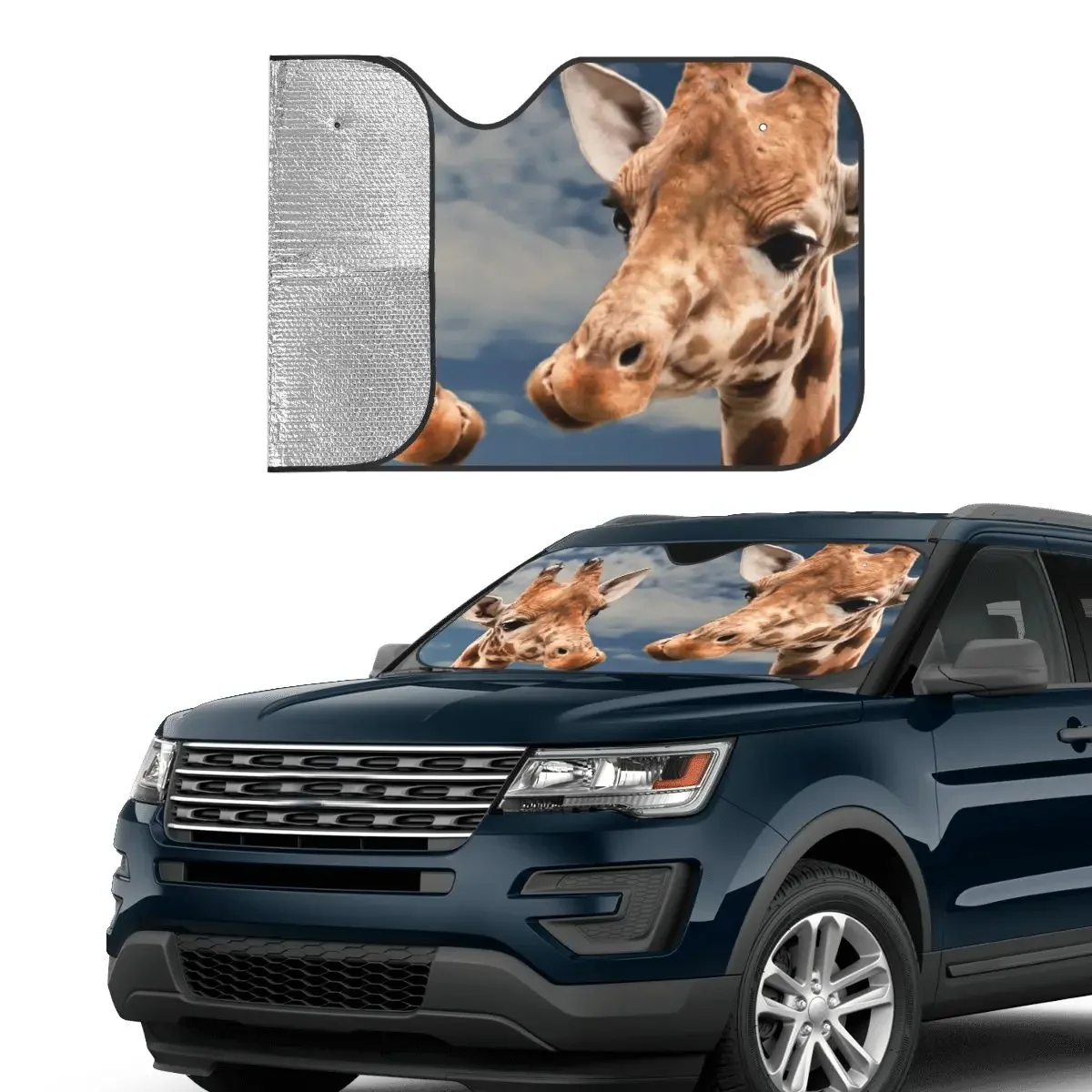 Giraffe Windshield Sunshade Animals Polyester Car Front Windshield 70x130cm Sunshade Visor Accessories Covers