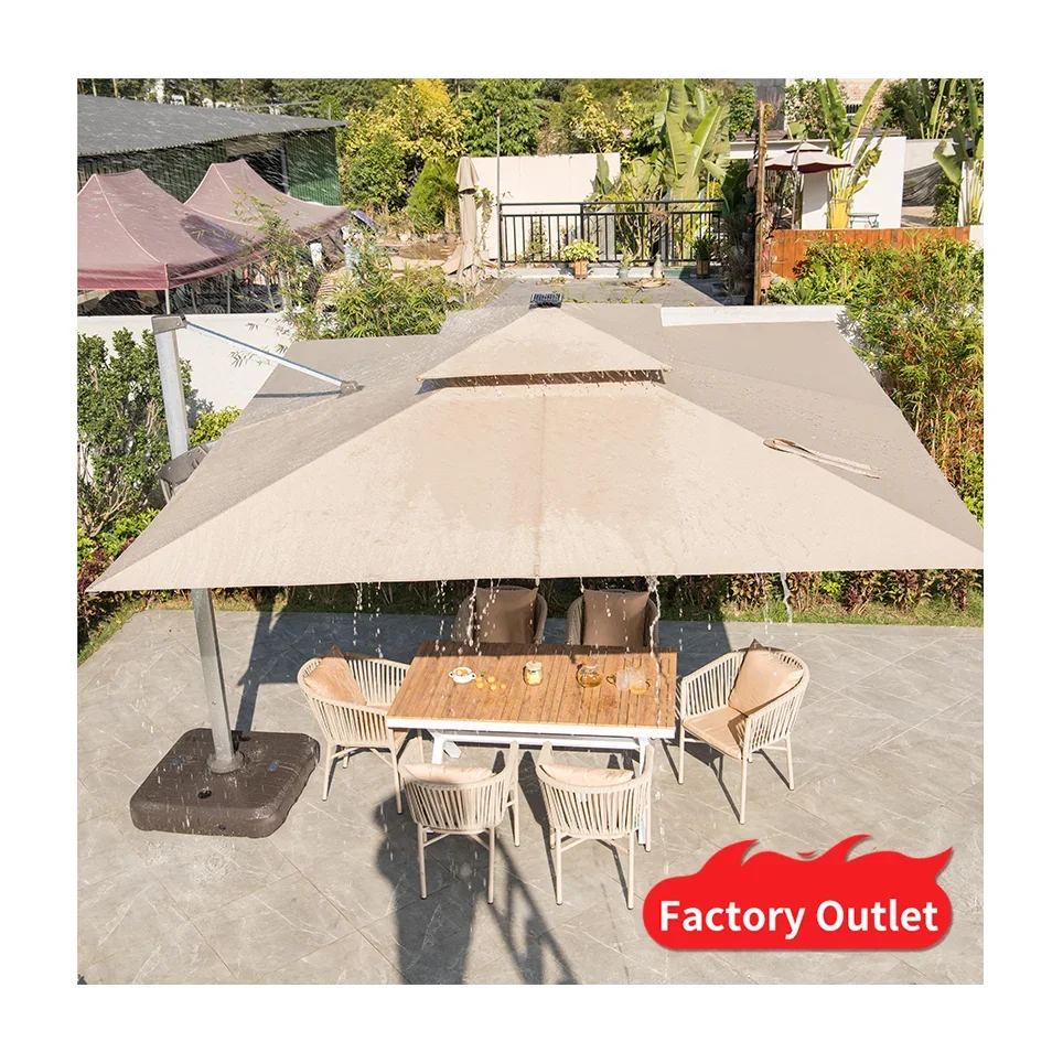 Factory Direct New Store Low Price Outdoor Furniture Restaurant Led Patio Umbrella Parasol Rome Patio Umbrellas & Bases