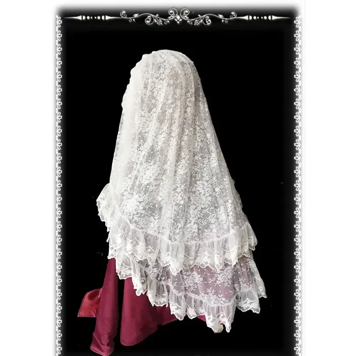 الحلو فتاة القوطية الأسود لوليتا الحجاب الكوع طول شبكة الطبقات الحجاب تأثيري اكسسوارات للنساء القبعات #2