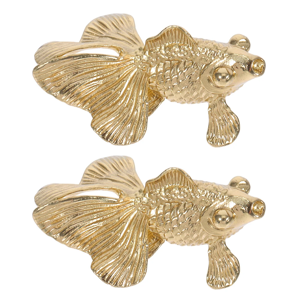 

2 pcs Goldfish Drawer Handles Brass Material Durable Finish Home Decor Furniture Pull Wardrobe Door Knobs Cabinets Hardware
