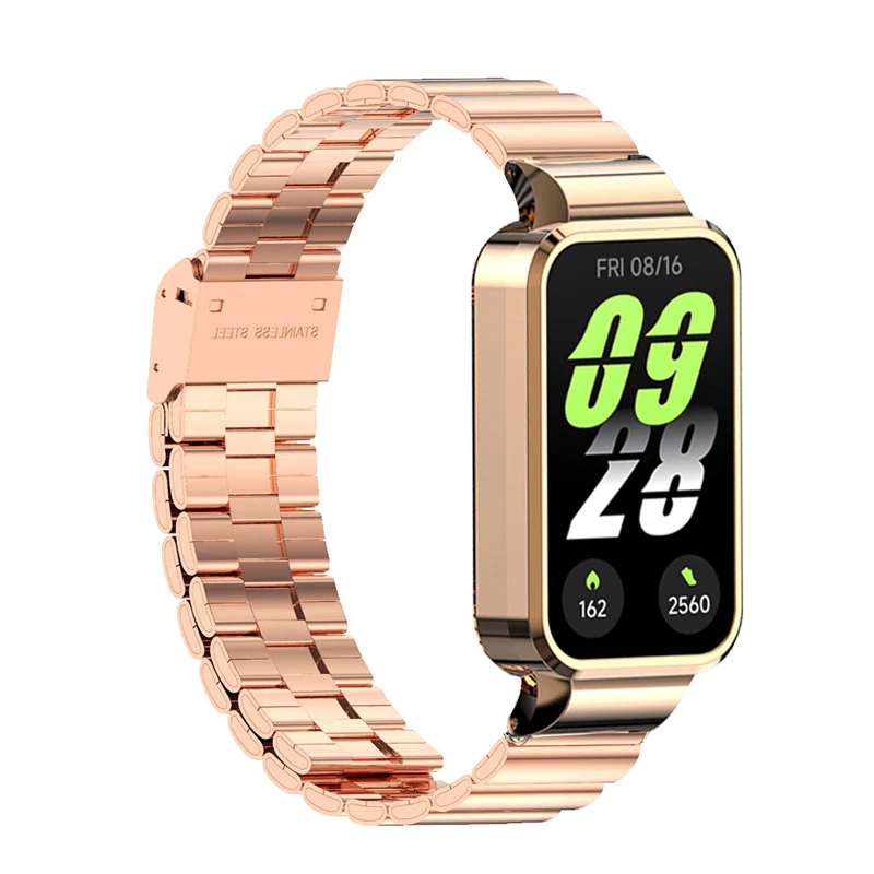 Ремешок для часов из нержавеющей стали для Redmi Smart Band 3, металлический ремешок, защитный чехол для Xiaomi Smart Band 9, активный браслет + рамки-чехлы