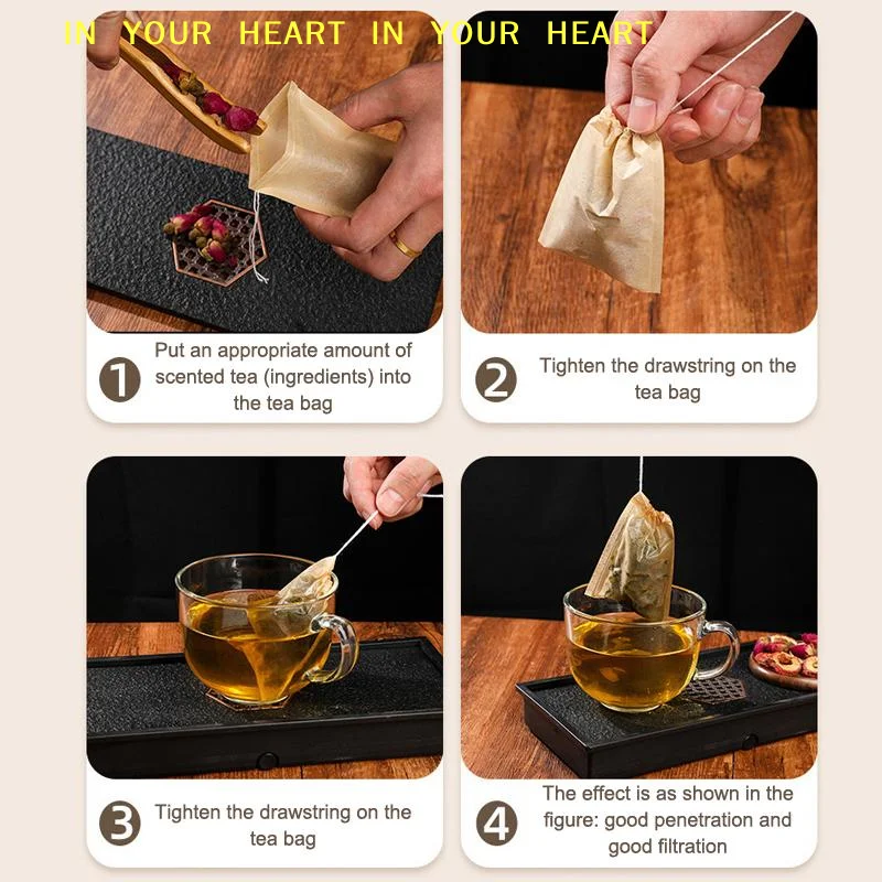 【X】100Pcs Drawstring Filter Paper Tea Bags Empty Wood Pulp Disposable Teabags For Loose Tea Coffee Home Use
