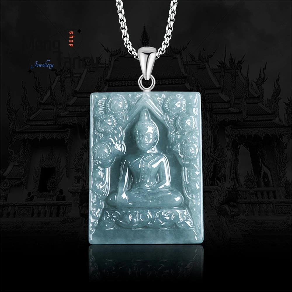 

Natural A-goods Jadeite Blue Water Rich King Chong Di Buddha Southeast Asia Thailand Buddha Jade Pendant Luxury Quality Jewelry
