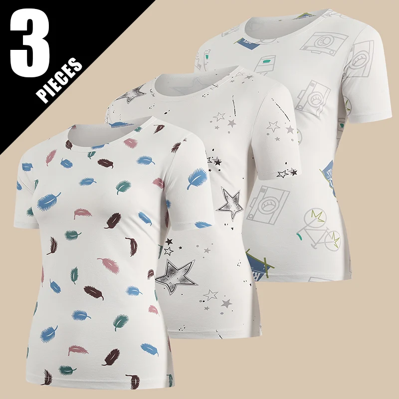 

Women's Short-Sleeved Summer Printed T-Shirt Versatile Fashionable Sporty Comfortable And Breathable Top Suitable For Home Wear