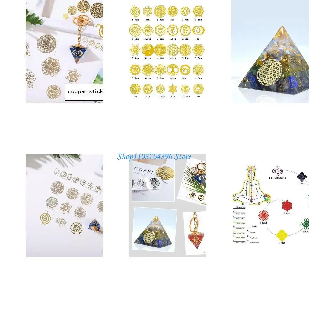  40Pcs Resin Filler Geometry Copper Decor Stickers for Silicone Resin Molds Craft