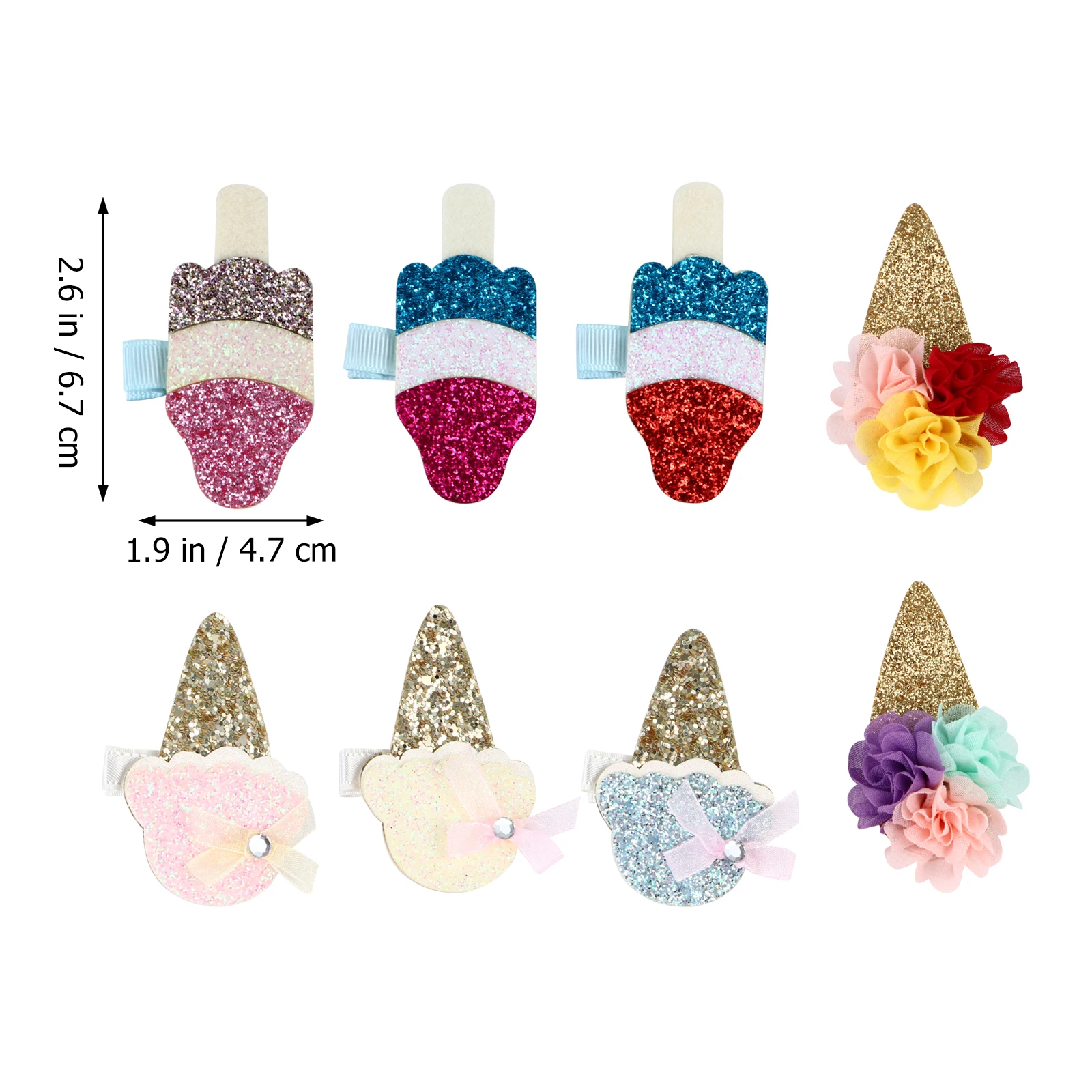 

8pcs Ice Cream Hair Clips Sparkly Sequin Barrettes Girls Accessories Variety Colors Bright Beautiful Wedding Party Gifts