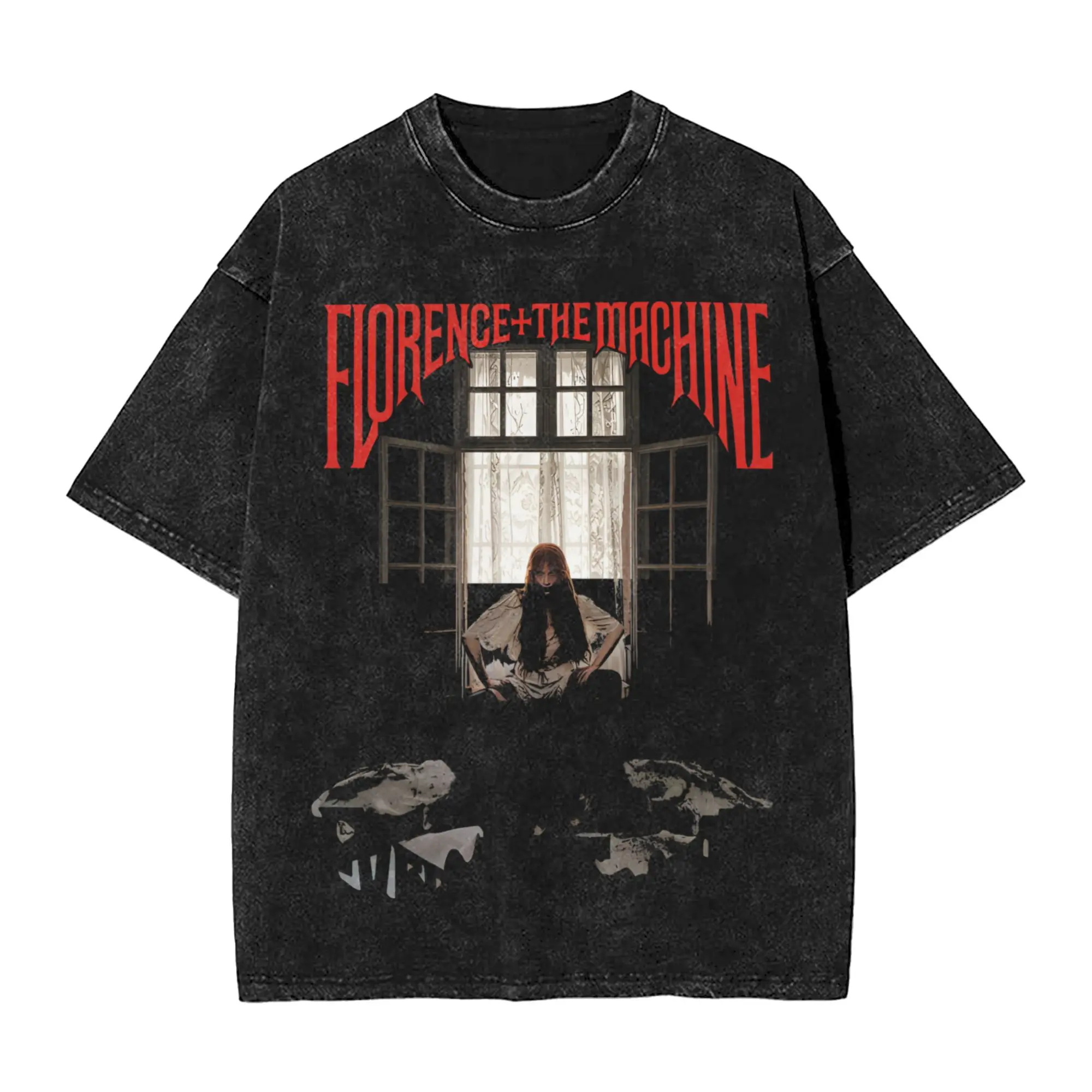 Florence The Machine Everybody Scream Tour 2026  T Shirt Hip Hop Washed Short Sleeve T-Shirt  Novelty for Men Women Streetwear