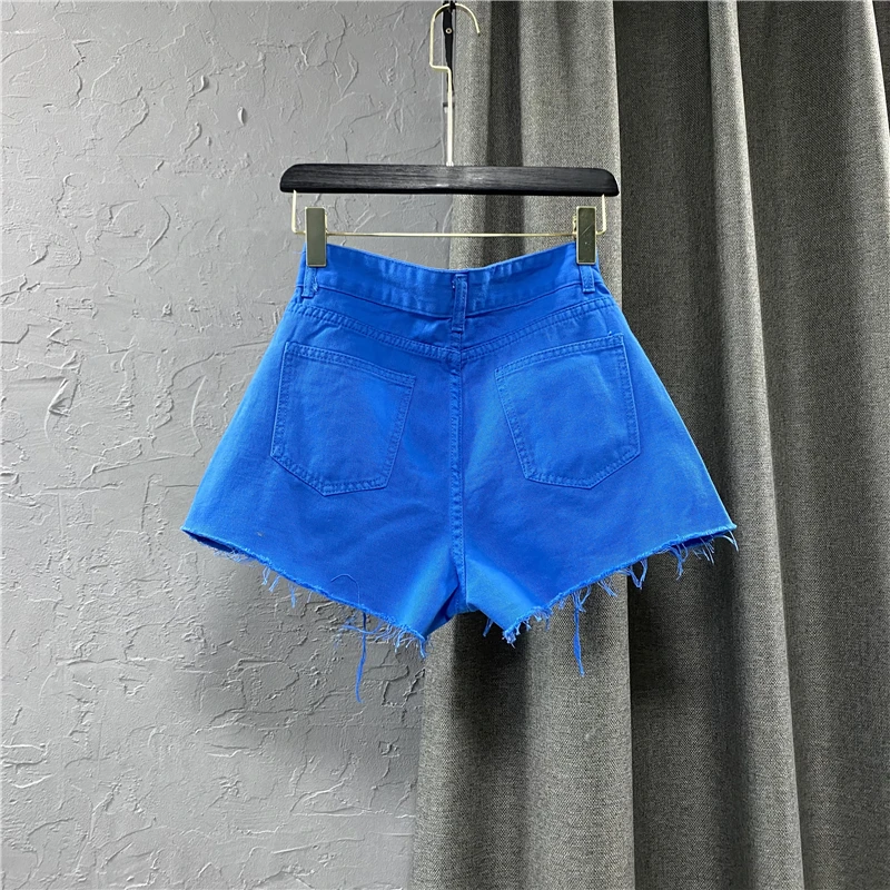 Fashion Multicolour Denim Shorts Women Summer New High Waist Slim A-line Loose Hole Short Jeans Popular Versatile Hot Shorts